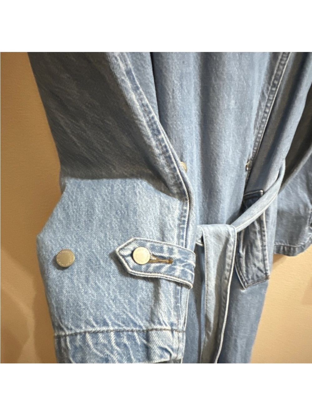 NWT DENIM S Trench Coat Jacket Western chic Festival Fun Classy Country - Picture 5 of 13